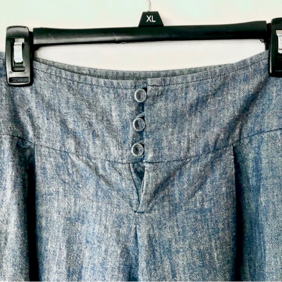 Bulle De Savon cotton button pleated wide leg cropped pants - Picture 2 of 7